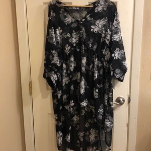 Black flowered tunic